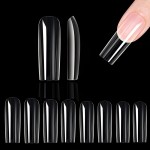 Tipsuri Soft Gel Tips Full Cover 600 bucati Transparente Cod TPS103DD Patrate medii transparente